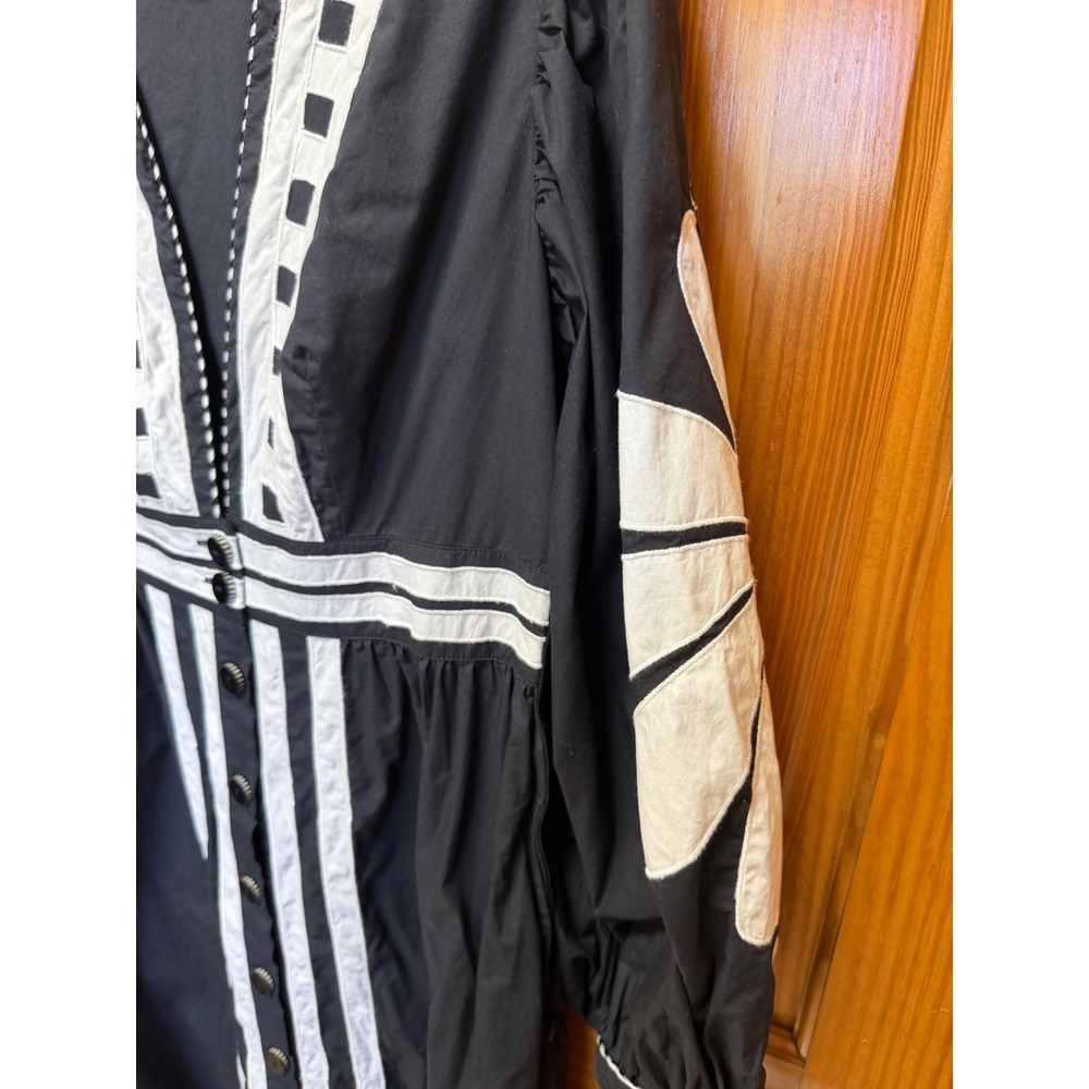Farm Rio Black White Floral Embroidered Button Front Maxi Dress Medium 329136 - Picture 12 of 17